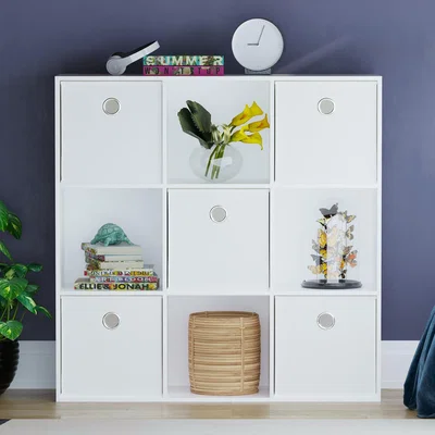 The Range Durham 9 Cube Storage Unit - Set of 5 White Baskets - White