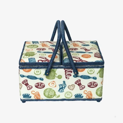 The Range Twin Lidded Sewing Basket Habby Dreams - White