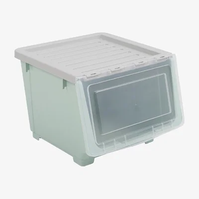 The Range Kidkid Stackable Storage Box with Flip-Top - Green + Transparent