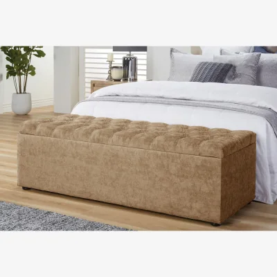The Range Chesterfield Upholstered Naples Ottoman Storage Box - Brown Naples