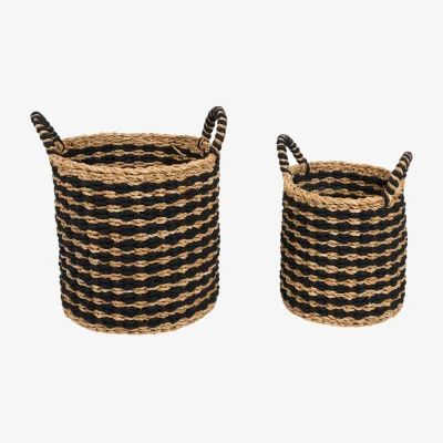 The Range Set of 2 Black and Natural Storage Baskets
