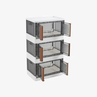 The Range Kidkid 3-Tier Transparent Foldable Storage Box - Grey + Transparent / 65cm
