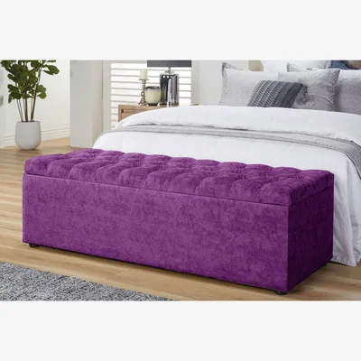 The Range Chesterfield Upholstered Naples Velvet Ottoman Storage Box, Brown - Purple Naples