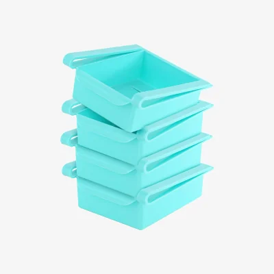 The Range Fridge Storage Organiser Under shelf Space Saving Basket Set of 4 - Blue