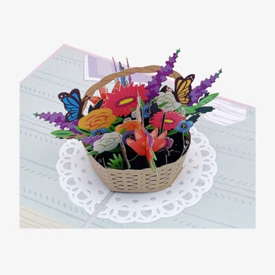 The Range Mother's Day Flower Basket Pop Up Card - Pink