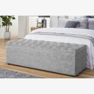The Range Chesterfield Upholstered Naples Ottoman Storage Box - Grey Naples