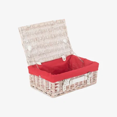 The Range White Wash Empty Picnic Basket - Red / 36cm / Red Cotton Lining