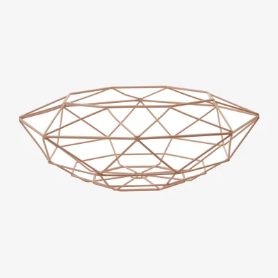 The Range Vertex Gold Finish Fruit Basket - Pink
