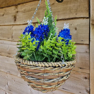 The Range Artificial Hyacinth Hanging Basket 10 Inch - Blue