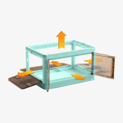 The Range 5 Door Stackable Folding Plastic Storage Box on Wheels - Blue