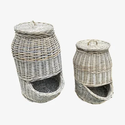 The Range Grey Wash Willow Potato and Onion Storage Hopper Basket Set - Grey