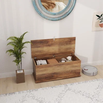 The Range HOMCOM Storage Box Chest with Lid - Wood Grey