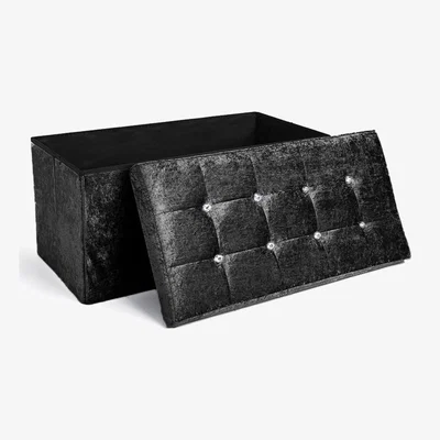 The Range Contemporary Practical Luxury Crushed Velvet Storage Boxes - Black / 39cm / 76cm