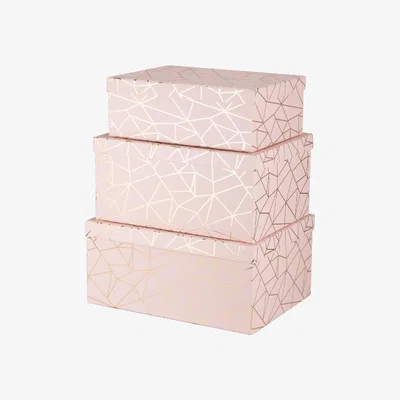 The Range Set of 3 Pink Geometric Storage Boxes - Pink