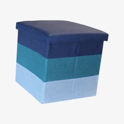 The Range Linear Stripe Storage Box - Navy/Turquoise/Blue