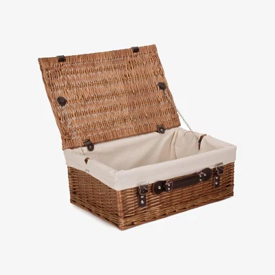 The Range Double Steamed Picnic Basket - Brown / White Cotton Lining / 46cm