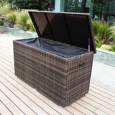 The Range Aluminum Rattan Water Resistant Wicker Deck Box (L170 x H95 x W77 cm) - Brown