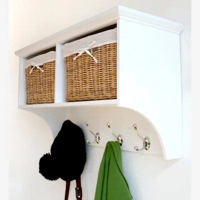 The Range Tetbury White Hanging Shelf with Natural Wicker Baskets - White / 2