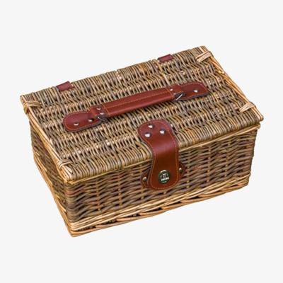 The Range Double Steamed Green Willow Picnic Basket Empty - Brown