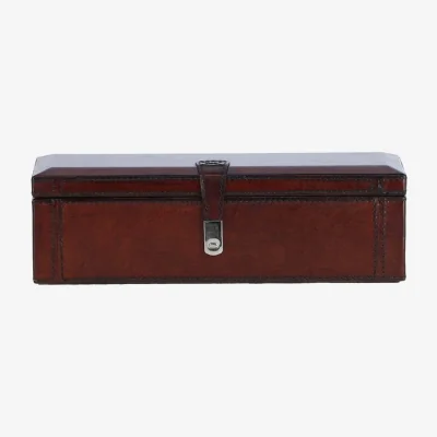 The Range Luxury Leather Triple Watch  Bracelet Storage Box - Chestnut