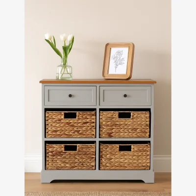 The Range Vermont Two Drawers Four Baskets Cabinet. - Grey