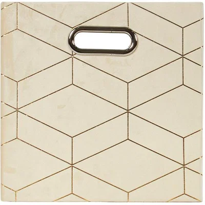 The Range Velvet & Metallic Geo Storage Cube - Cream