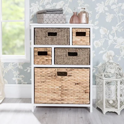 The Range Tetbury Storage Unit with 5 Baskets - White