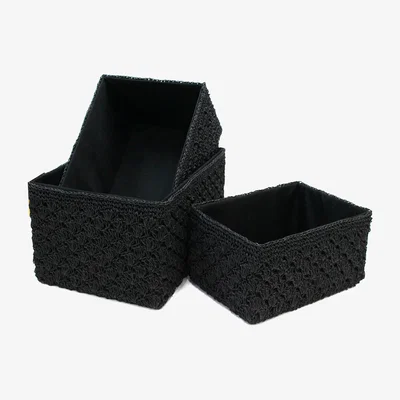 The Range Set of 3 Nomad Paper Rope Knotted Baskets