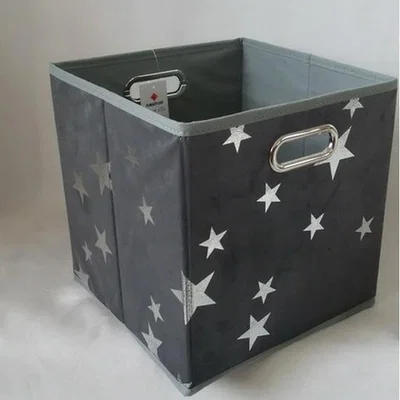The Range Grey Velvet & Silver Star Storage Cube