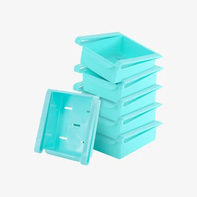 The Range Fridge Storage Organiser Retractable Drawer Basket Set of 6 - Blue