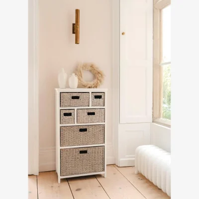 The Range Tetbury Storage Unit with 6 Baskets - White