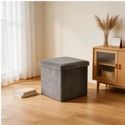 The Range Brushed Velvet Storage Box - Grey