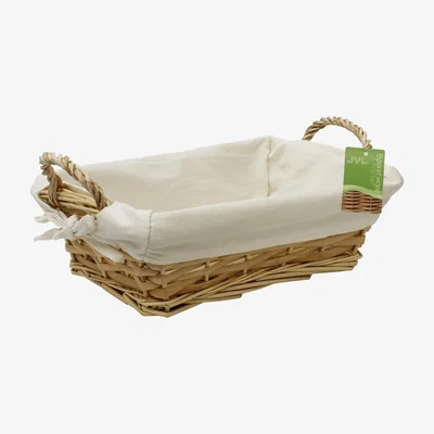 The Range Rectangular Split Willow Lined Bread Basket with Loop Handles