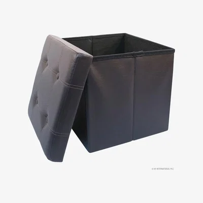The Range Brown Ottoman Storage Box Faux Leather Cube Foot Stool Seat Magazine Toy Storage - Brown