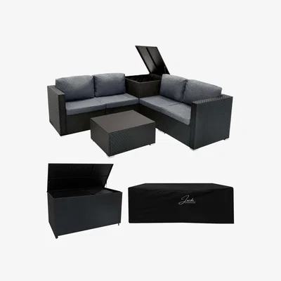 The Range Serafina Rattan Modular 6 Piece Furniture Set  996L Storage Box - Black