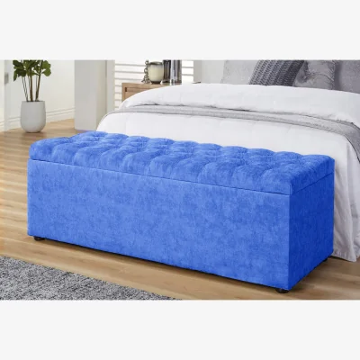 The Range Chesterfield Upholstered Naples Ottoman Storage Box - Blue Naples