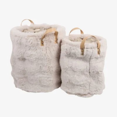 The Range Pack of 2 Faux Fur Baskets - White
