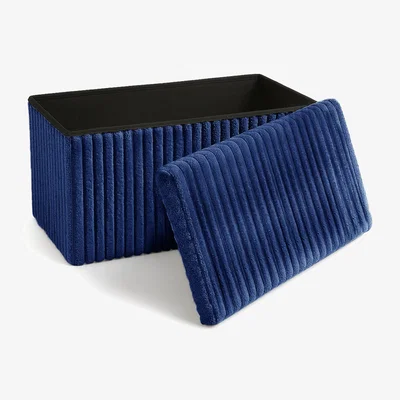 The Range Contemporary Practical Plush Cord Storage Boxes - Navy / 76cm