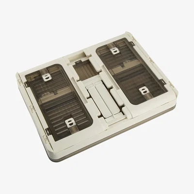 The Range 40L White StackableFolding Plastic Storage Box with 5 Doors on Wheels - White