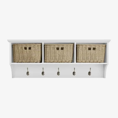 The Range Tetbury White Hanging Shelf with 3 Washable Storage Baskets - White