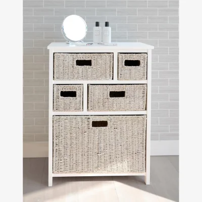 The Range Tetbury Storage Unit with 5 Baskets - White