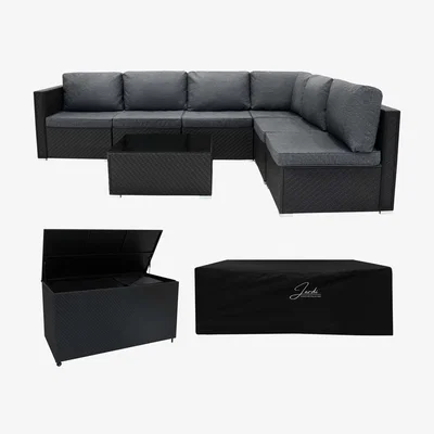 The Range Rattan Modular Piece Furniture Set - Black / 5 / 700L Storage Box