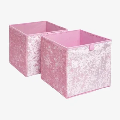 The Range OHS Crushed Velvet Cube Storage Boxes - Pink / 2