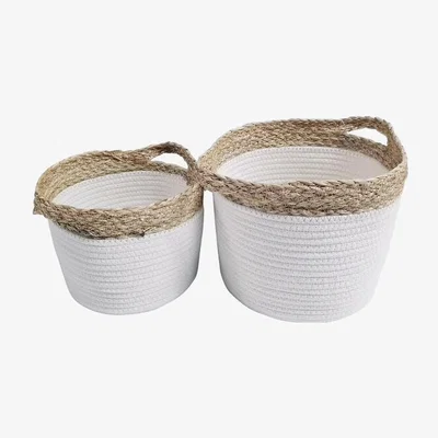 The Range Set of 2 White Nordic Rope Baskets