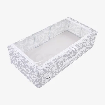 The Range Casey Folding Under Bed Storage Box with Collapsible Steel Frames - Grey Damask / 25l