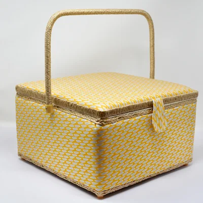 The Range Korbond Extra Large Sewing Basket - Yellow Leaf - Yellow / 1