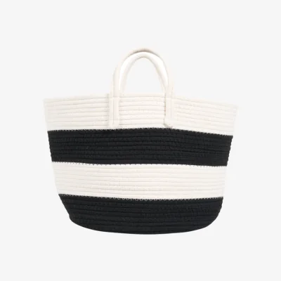 The Range Monochrome Stripe Storage Basket - Black