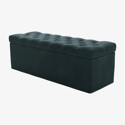Sofa.com Valentin Blanket Box in Deep Forest Aquaclean Clever Velvet