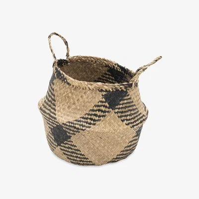 Sazy Jane Diamond Weave Seagrass Belly Basket, Natural, L