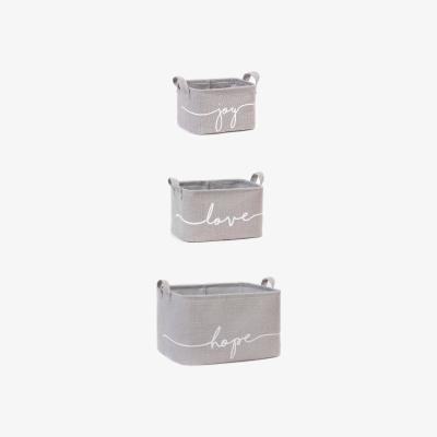 Sazy Hope, Love - Joy Set of 3 Jute Baskets, Grey